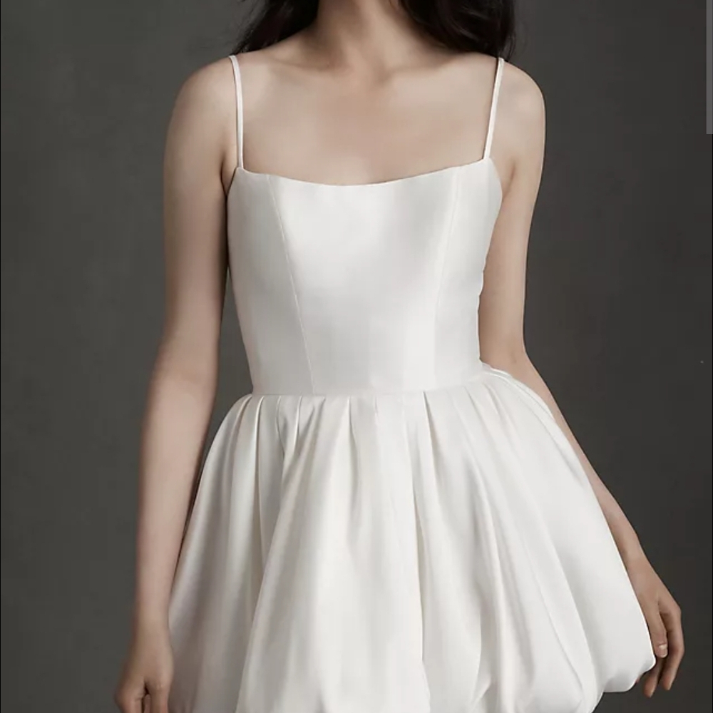Watters White Mini Dress Spaghetti Straps Bridal Elopement Reception